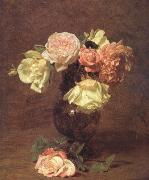 Henri Fantin-Latour White and Pink Roses (nn03) Spain oil painting reproduction